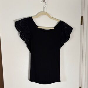 GAP Black Eyelet Sleeve Blouse